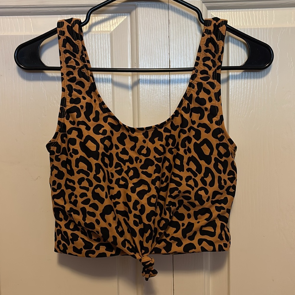 Coral reef Leopard Print swim Crop Top
